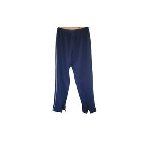 Nike Women's L Fit Dry Ankle Zip Track Pants Navy Blue And White Stripe Sporty
